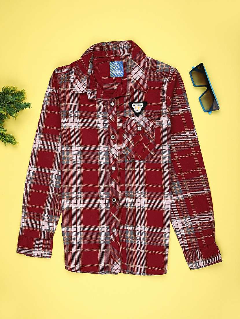 boys checkered long sleeve casual shirt