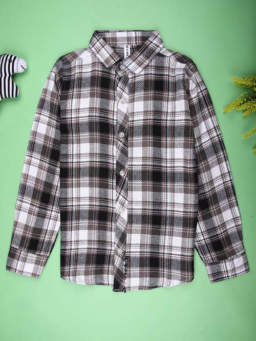 boys checkered long sleeve casual shirt - 21944930 -  Standard Image - 0