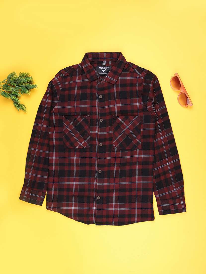 boys checkered long sleeve casual shirt