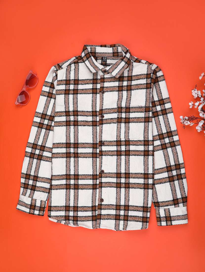 boys checkered long sleeve casual shirt