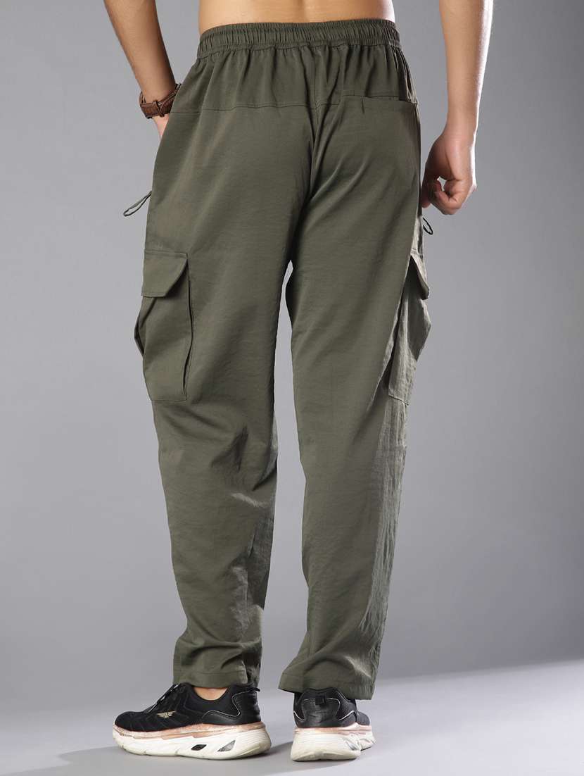 men solid mid rise cargo - 21946205 -  Standard Image - 3