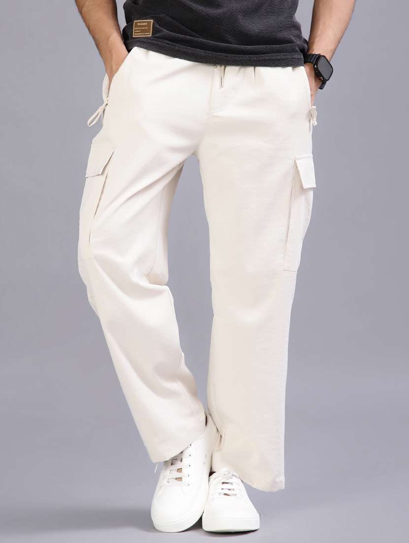 men solid mid rise cargo