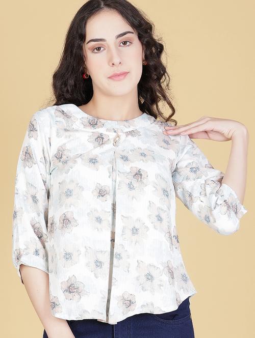 women printed three quarter sleeve regular top - 21946236 -  Standard Image - 0