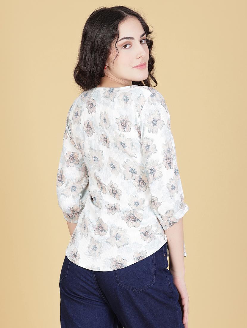 women printed three quarter sleeve regular top - 21946236 - Standard Image - 3
