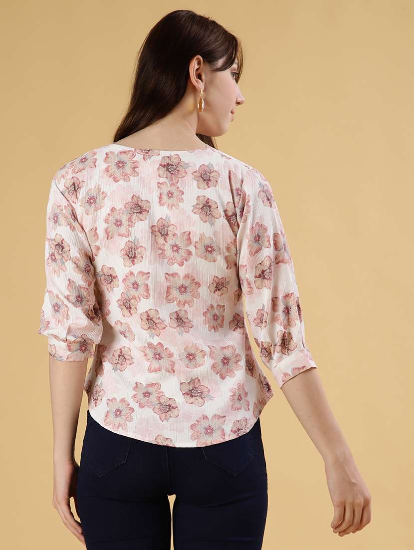 women floral print three quarter sleeve top - 21946237 -  Standard Image - 3