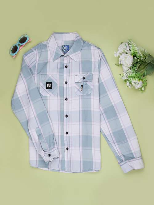 boys checkered long sleeve casual shirt - 21946245 -  Standard Image - 0