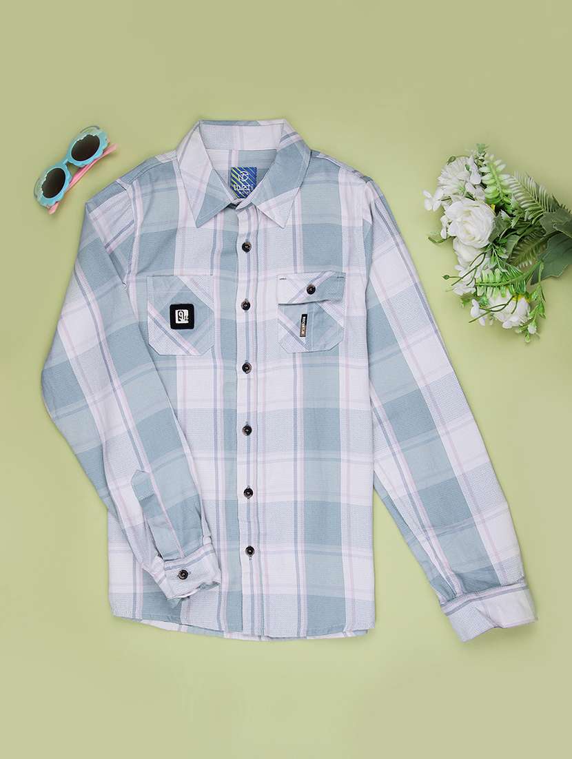 boys checkered long sleeve casual shirt