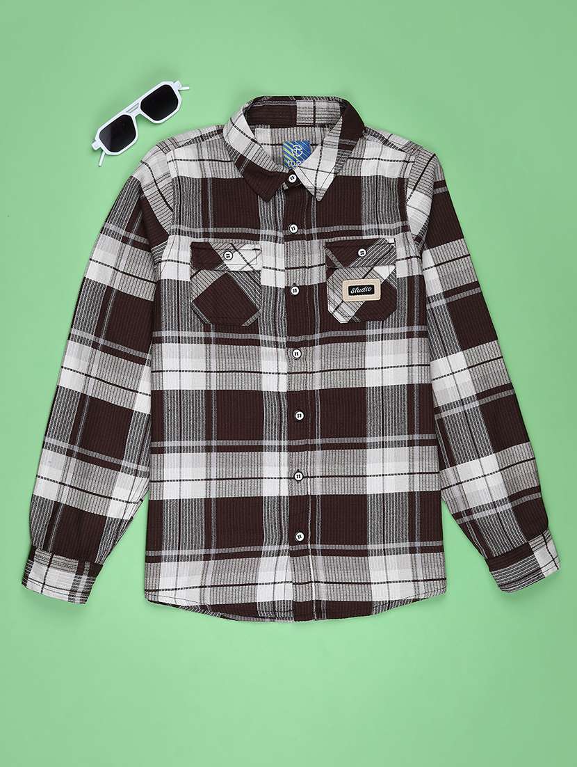 boys checkered collared long sleeve shirt