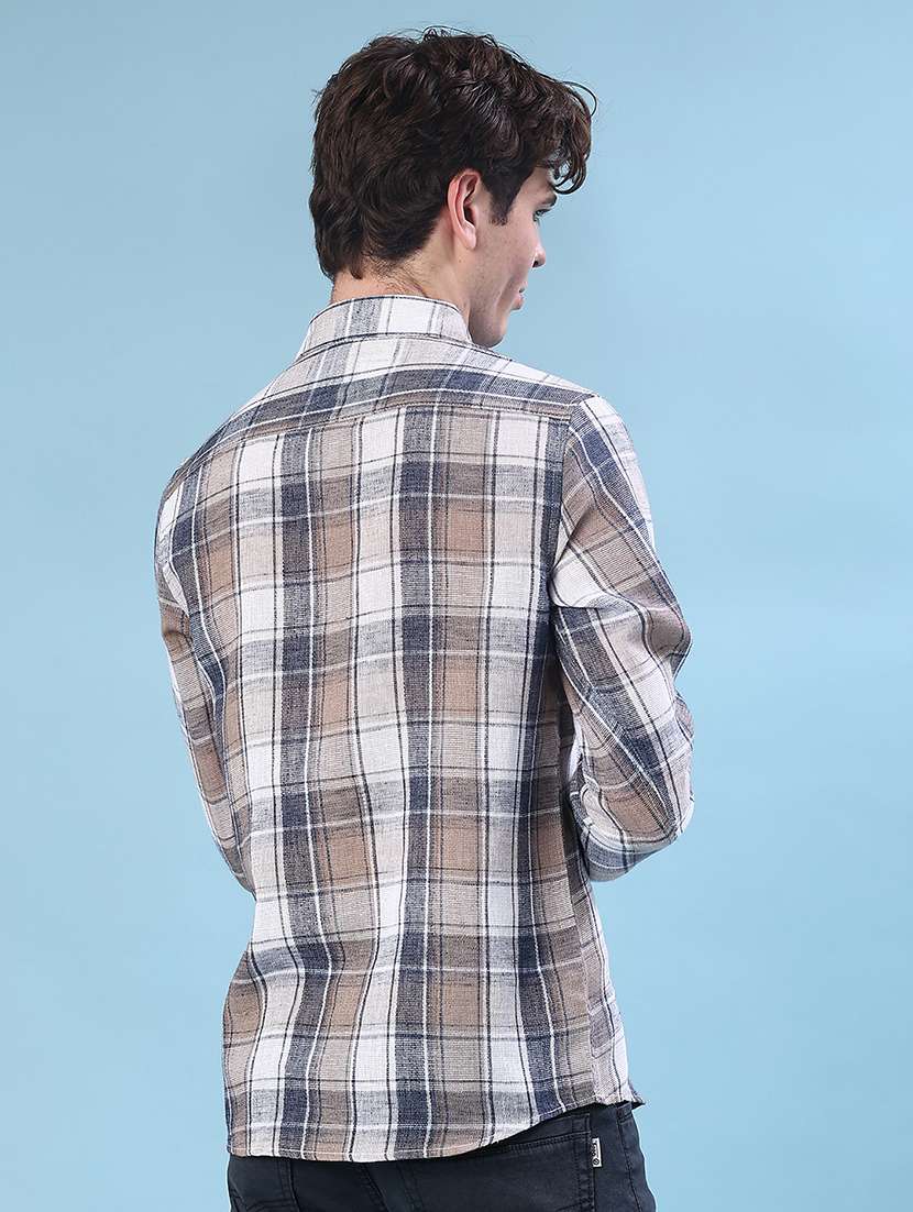 men checkered collared long sleeve shirt - 21946311 -  Standard Image - 3