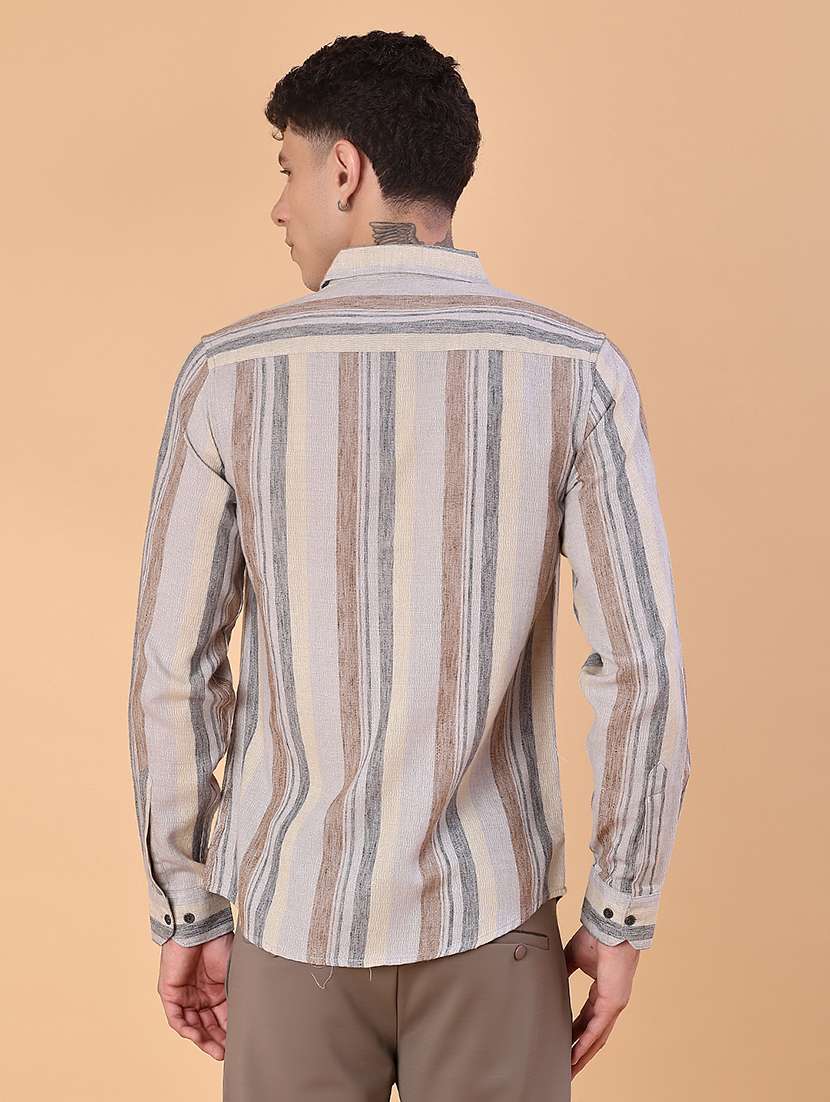men striped collared long sleeve shirt - 21946313 -  Standard Image - 3