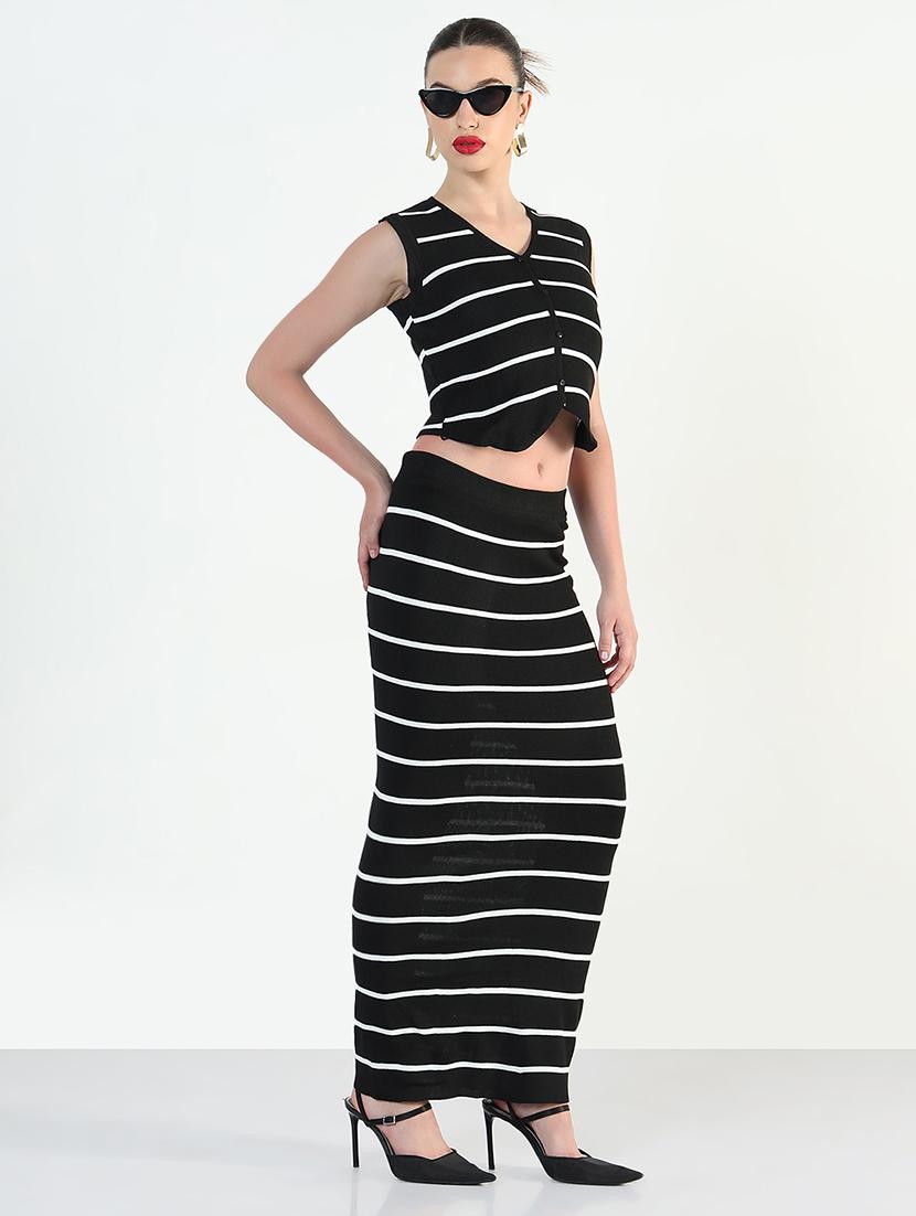 women striped top and skirt co-ord set - 21946338 - Standard Image - 3