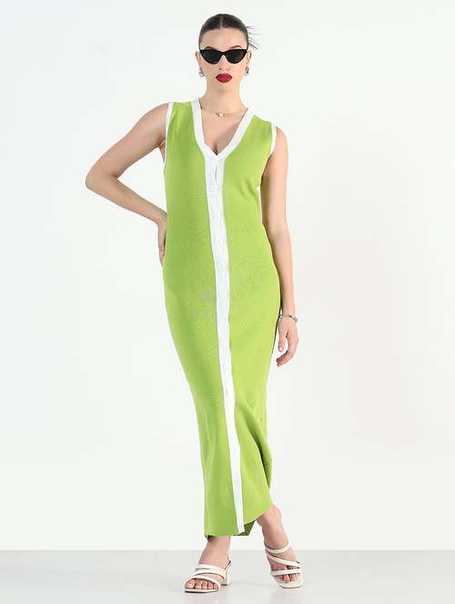 women solid sleeveless maxi button -down bodycon dress - 21946352 -  Standard Image - 0