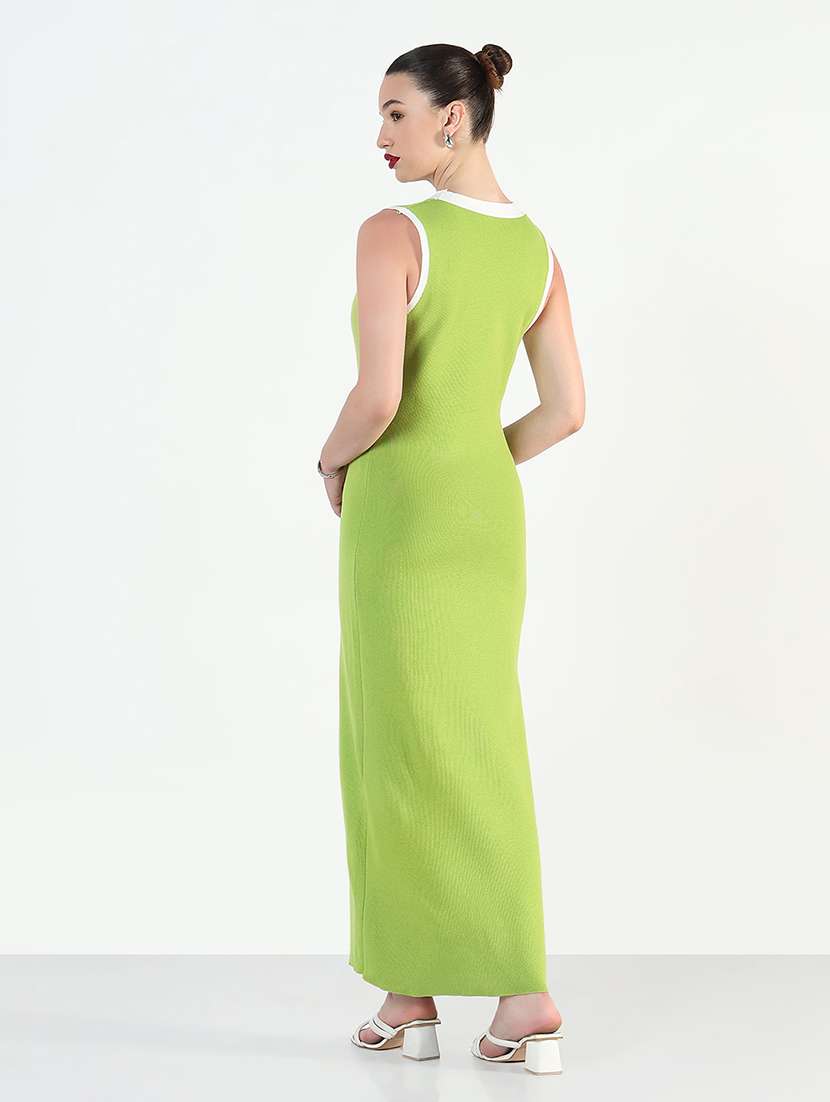 women solid sleeveless maxi button -down bodycon dress - 21946352 -  Standard Image - 3