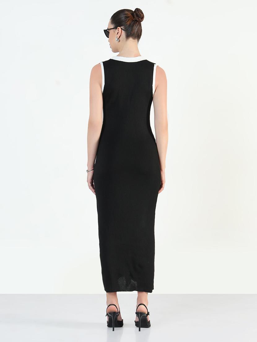 women solid sleeveless maxi button-down bodycon dress - 21946353 - Standard Image - 3