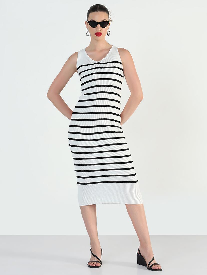 women striped sleeveless bodycon dress - 21946354 - Zoom Image - 0