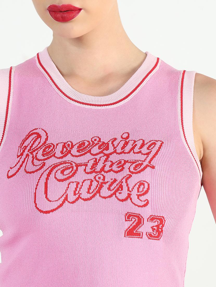 women pink printed sleeveless tank top - 21946371 - Standard Image - 5