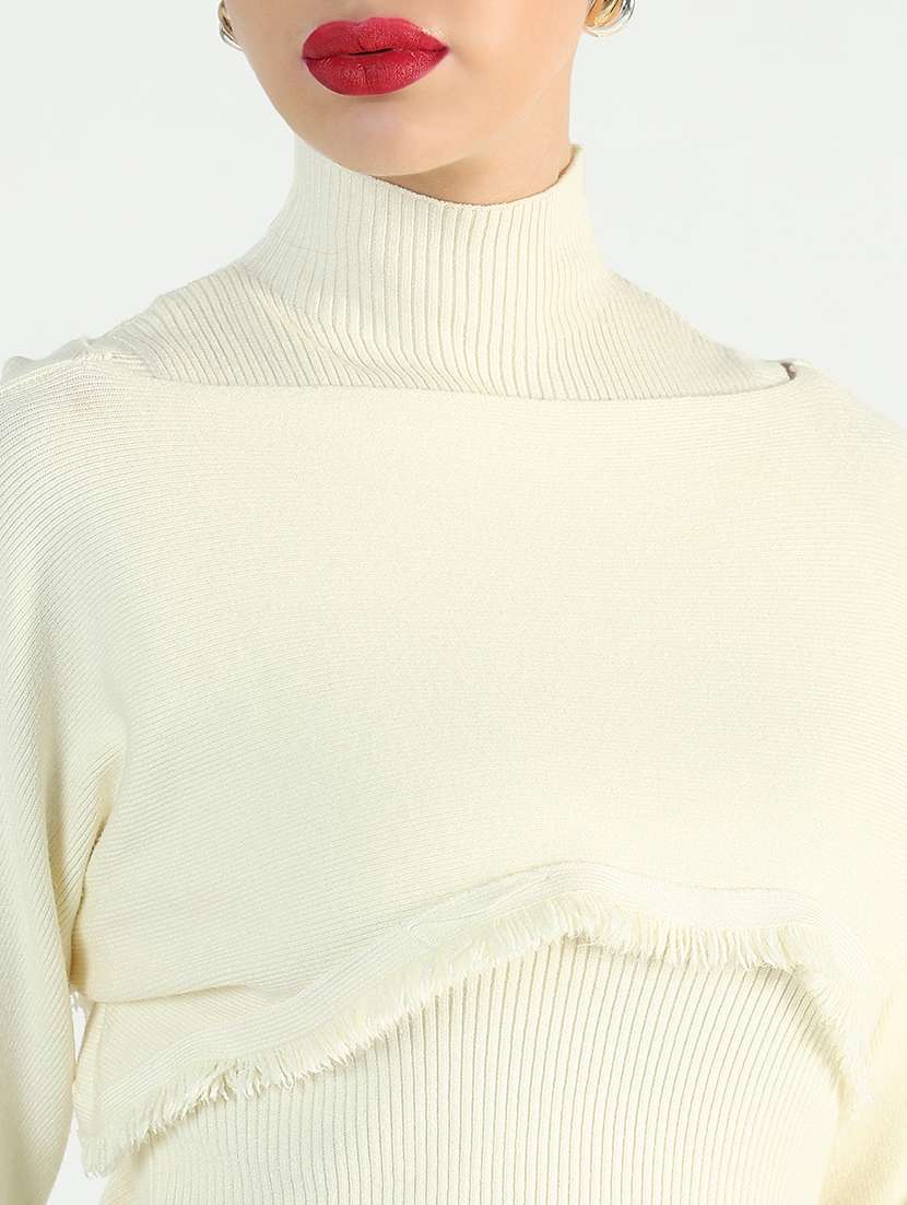 women cream solid long sleeve layered top - 21946378 - Standard Image - 5