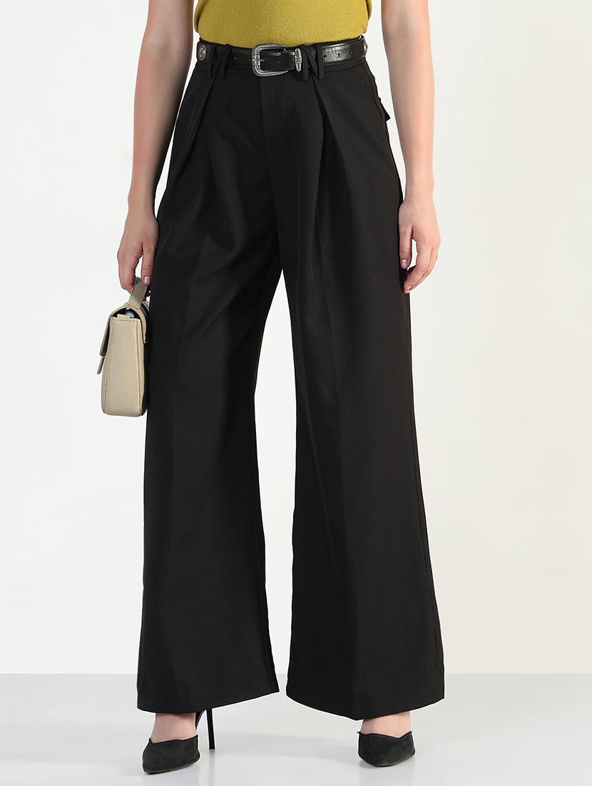 women solid high rise korean pants - 21946381 - Zoom Image - 0