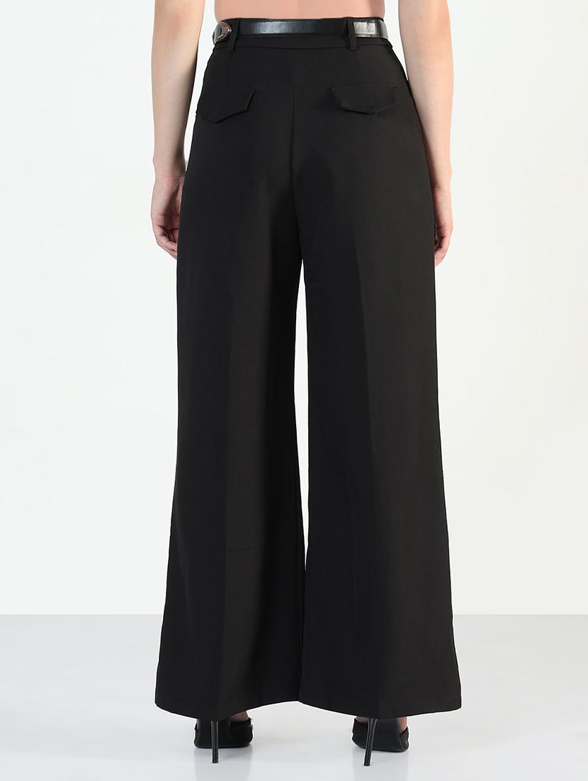 women solid high rise korean pants - 21946381 - Standard Image - 3