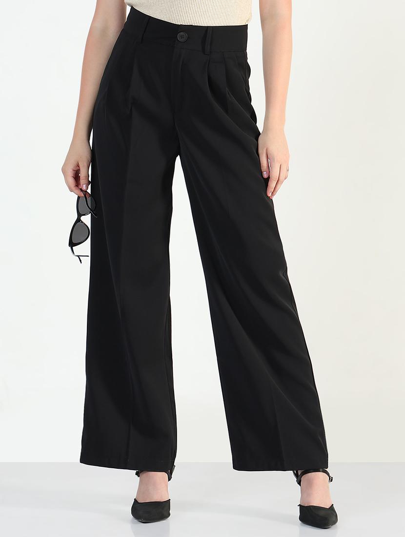 women solid high rise korean pants - 21946389 - Zoom Image - 0
