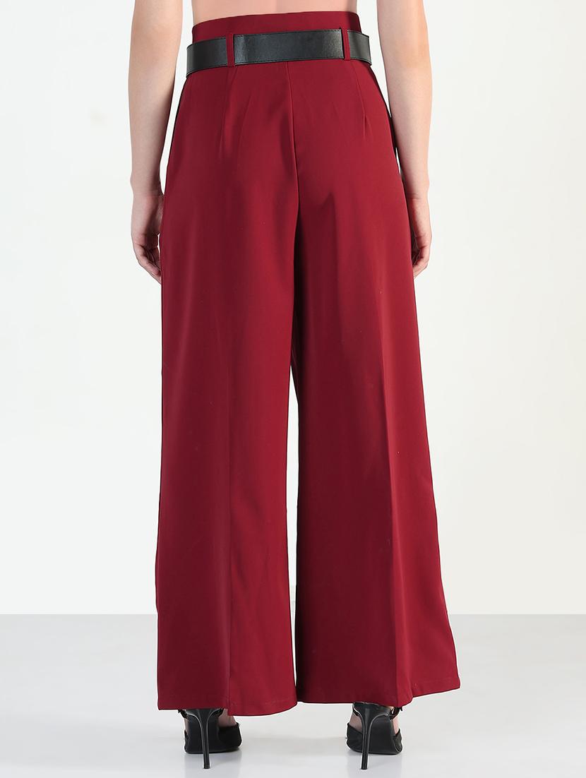 women solid high rise korean pants - 21946394 - Standard Image - 3