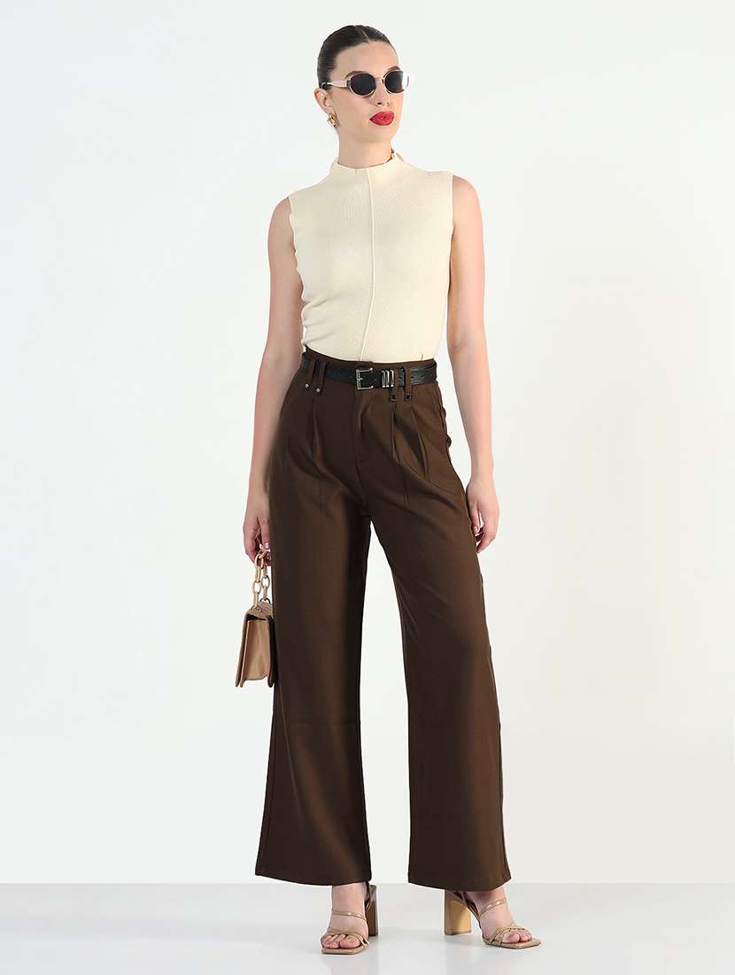 women solid high rise korean pants  - 21946395 -  Standard Image - 5