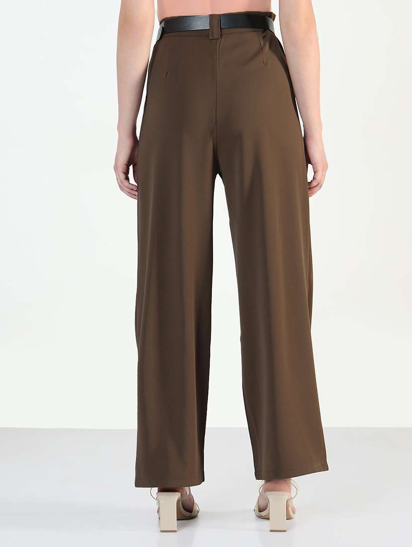 women solid high rise korean pants  - 21946398 -  Standard Image - 3