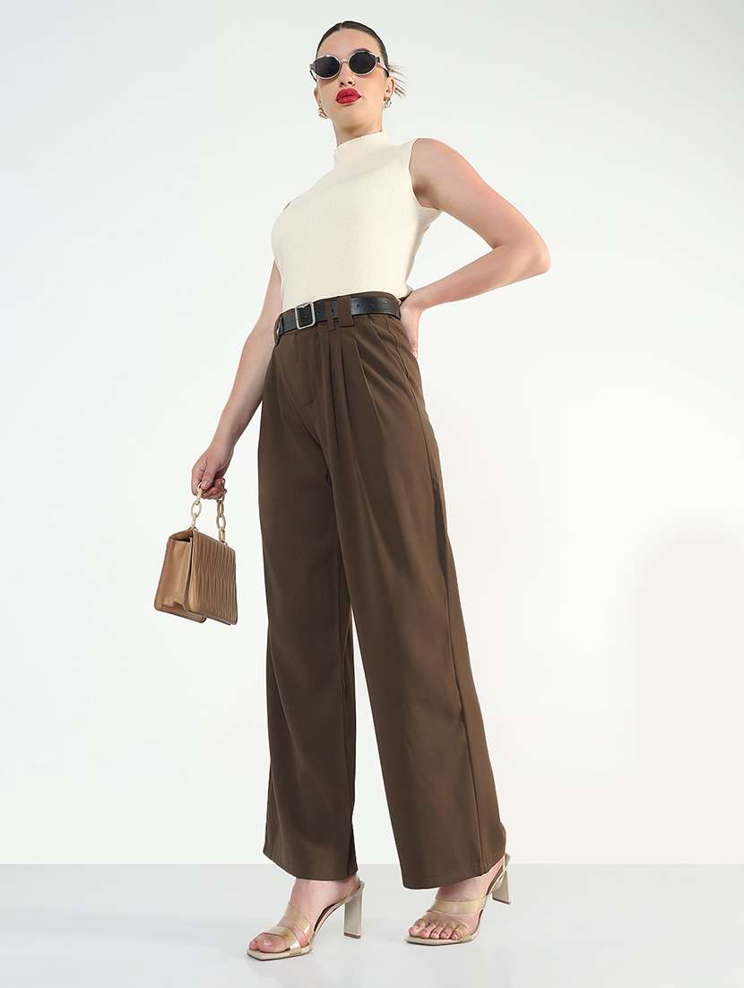 women solid high rise korean pants  - 21946398 -  Standard Image - 5