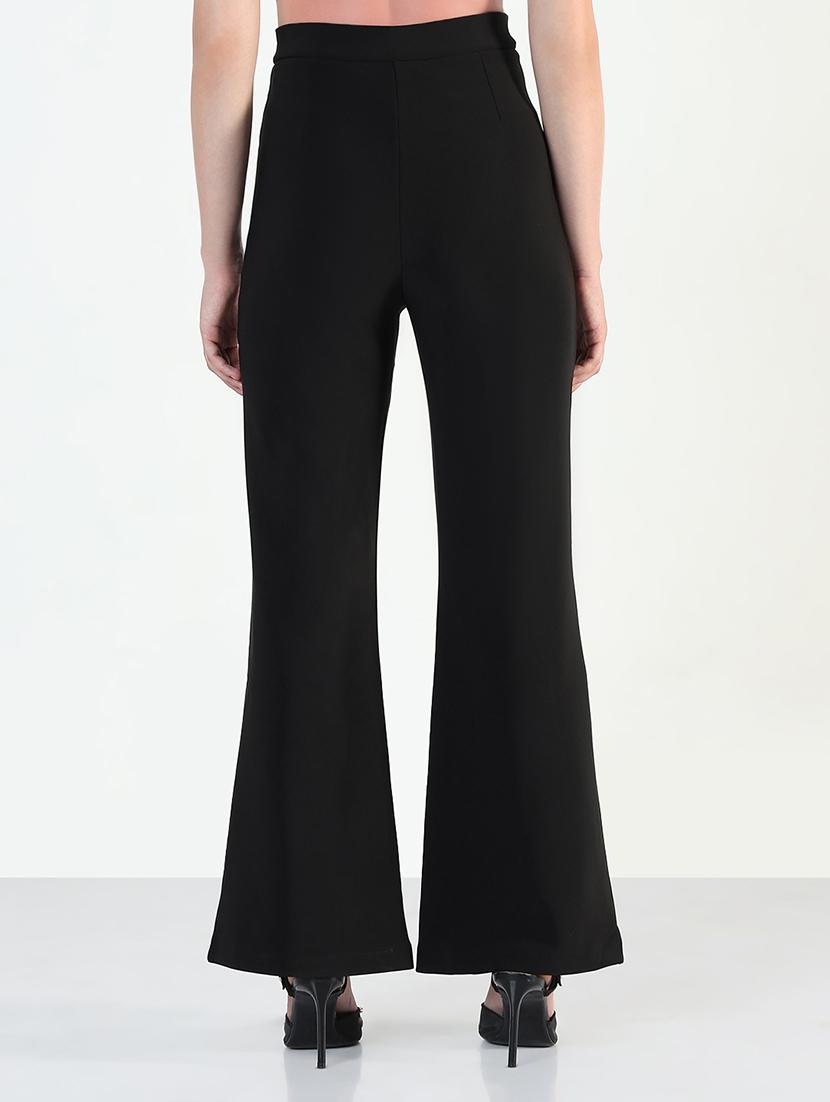 women black solid high rise bootcut trouser - 21946404 - Standard Image - 3