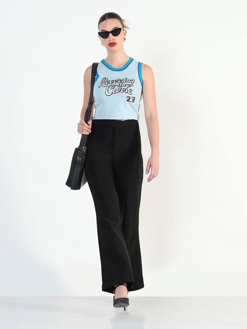 women black solid high rise bootcut trouser - 21946404 - Standard Image - 5