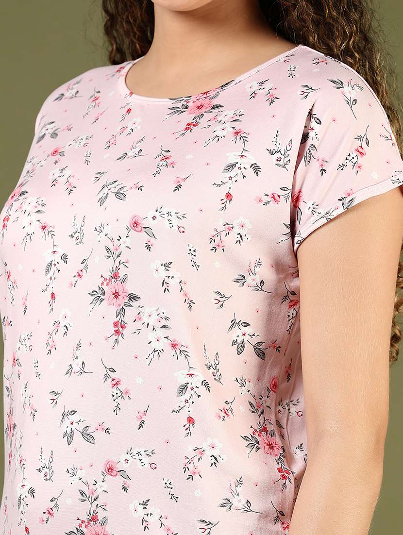 women floral printed short sleeve sleepshirt - 21946436 -  Standard Image - 5