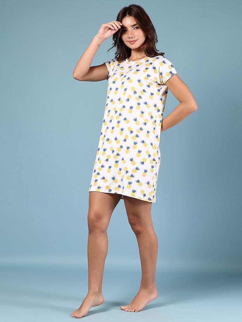 women printed short sleeve round neck sleepshirt - 21946438 - Standard Image - 3