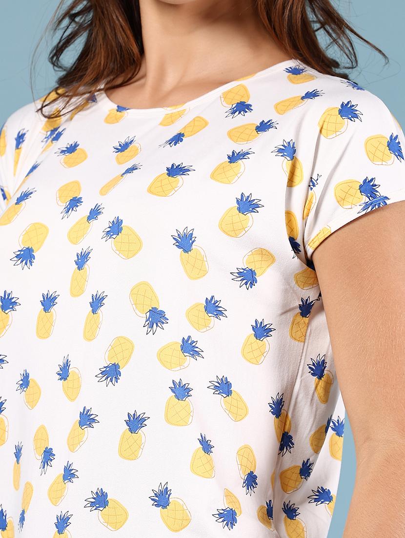 women printed short sleeve round neck sleepshirt - 21946438 - Standard Image - 5