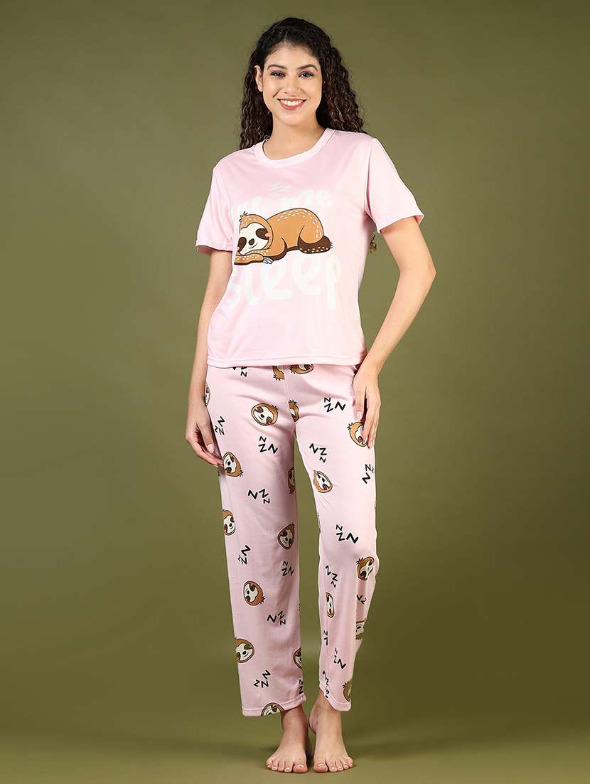 women printed nightwear pyjama set