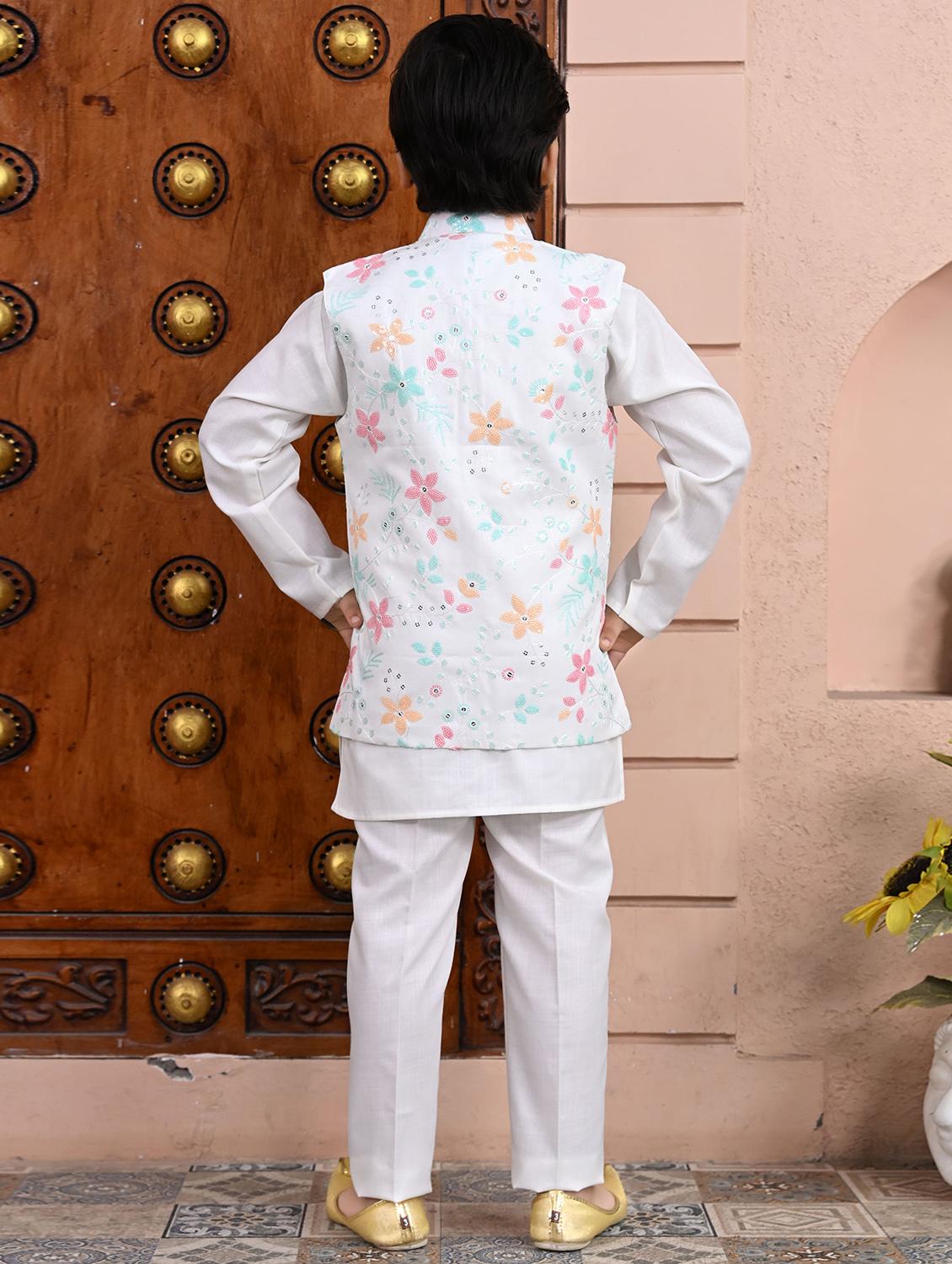 boys embroidered mandarin neck sherwani set - 21946713 - Standard Image - 5