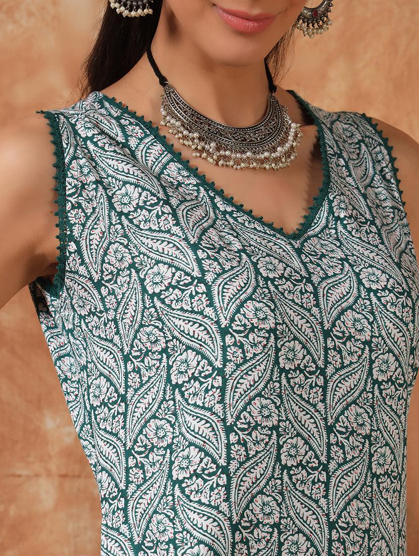 women printed sleeveless kurta palazzo with dupatta set - 21946743 - Standard Image - 5