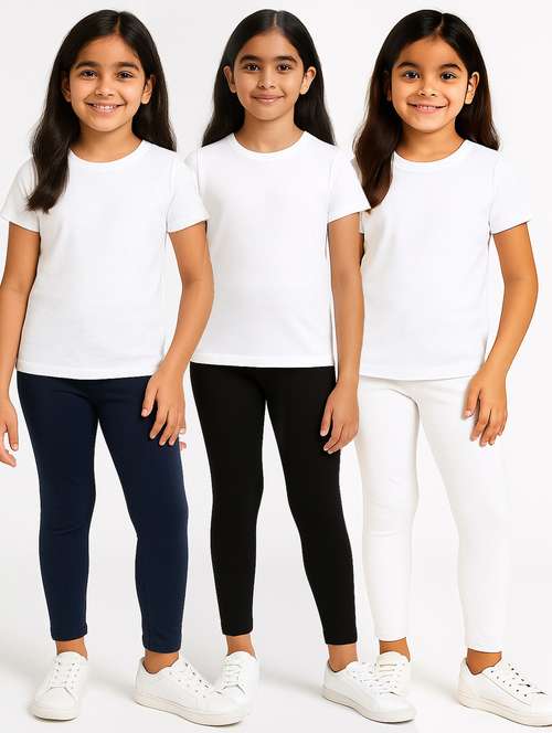 girls pack of 3 solid legging - 21946747 -  Standard Image - 0