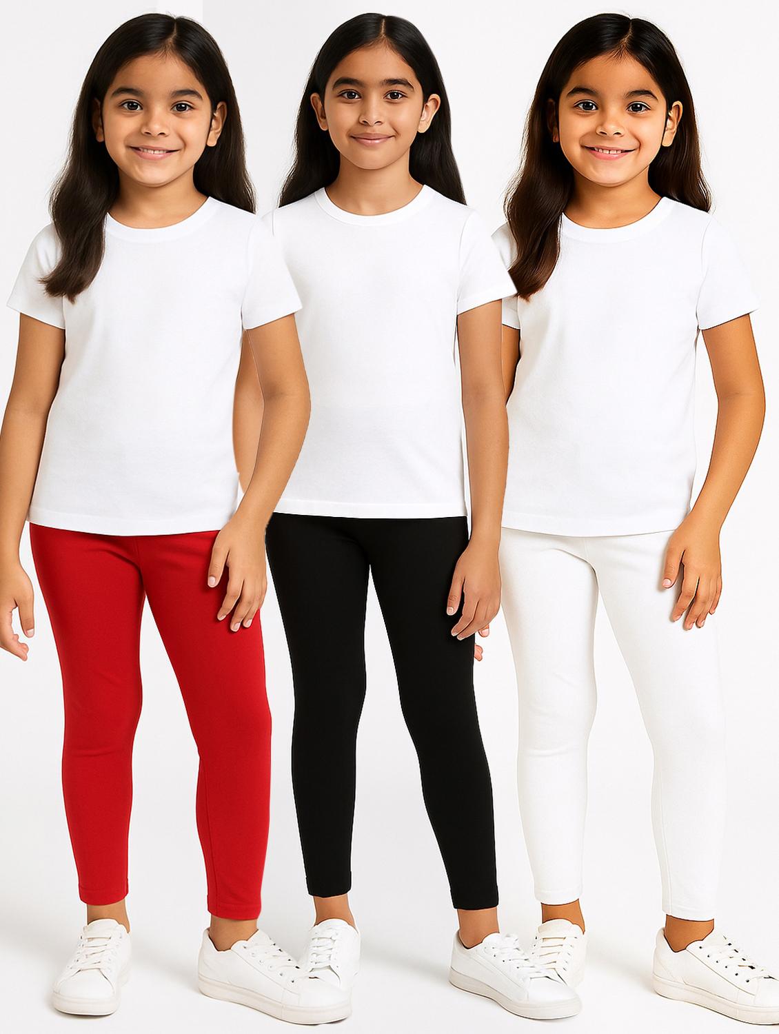 girls pack of 3 solid legging