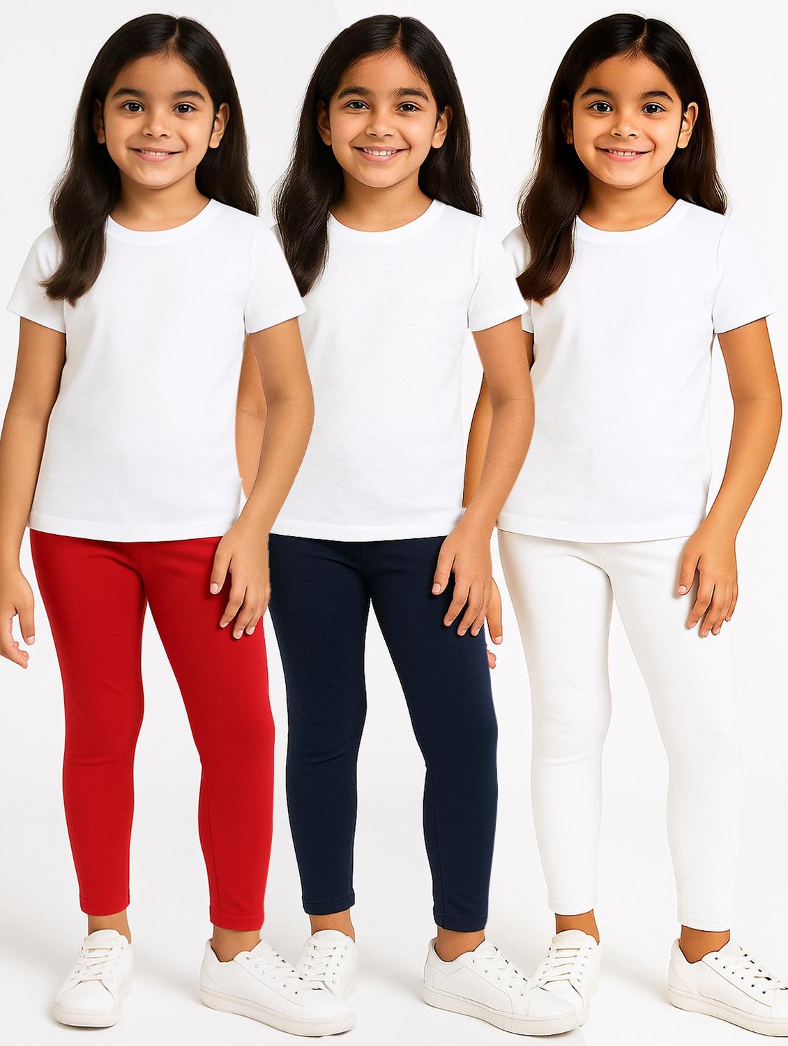 girls pack of 3 solid legging
