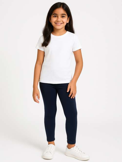 girls blue solid legging - 21946756 -  Standard Image - 0