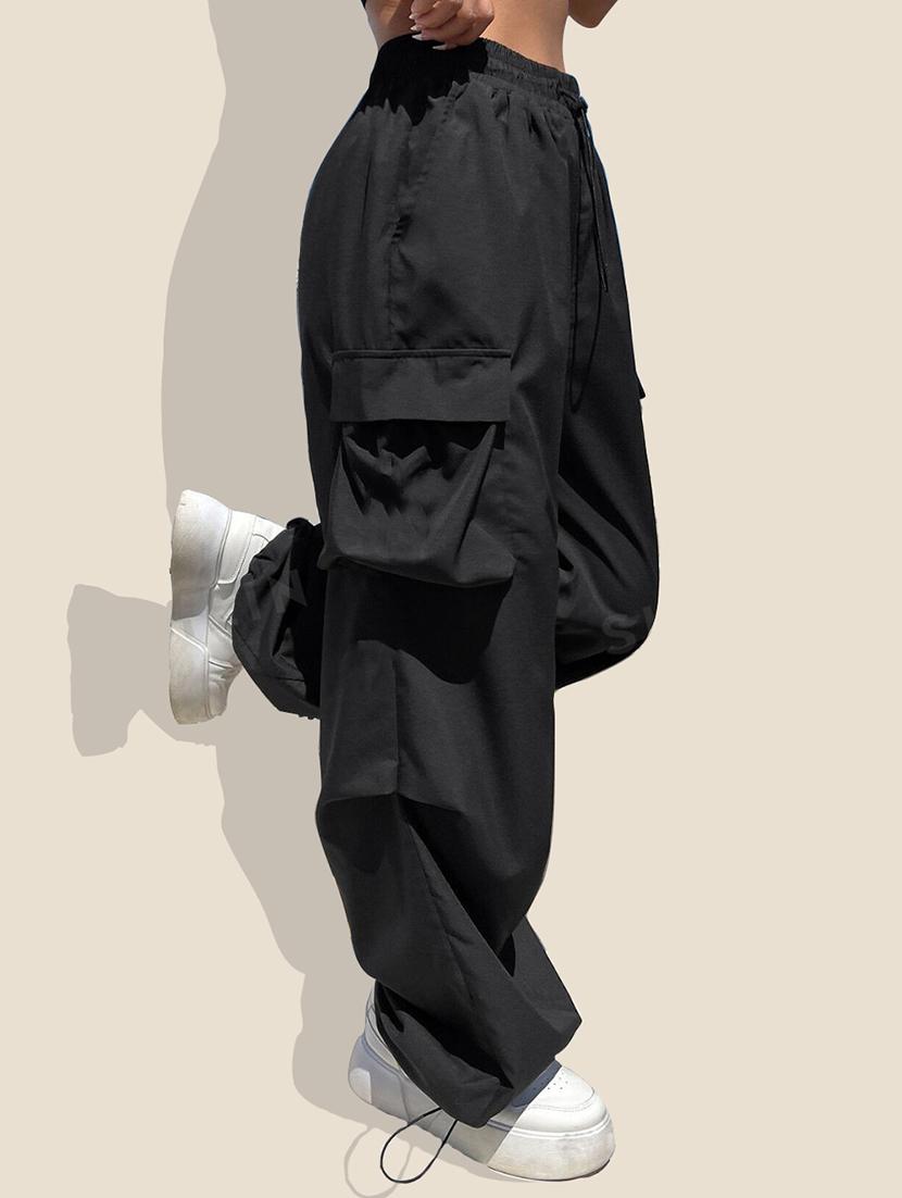women solid high rise parachute pant - 21946761 - Zoom Image - 0