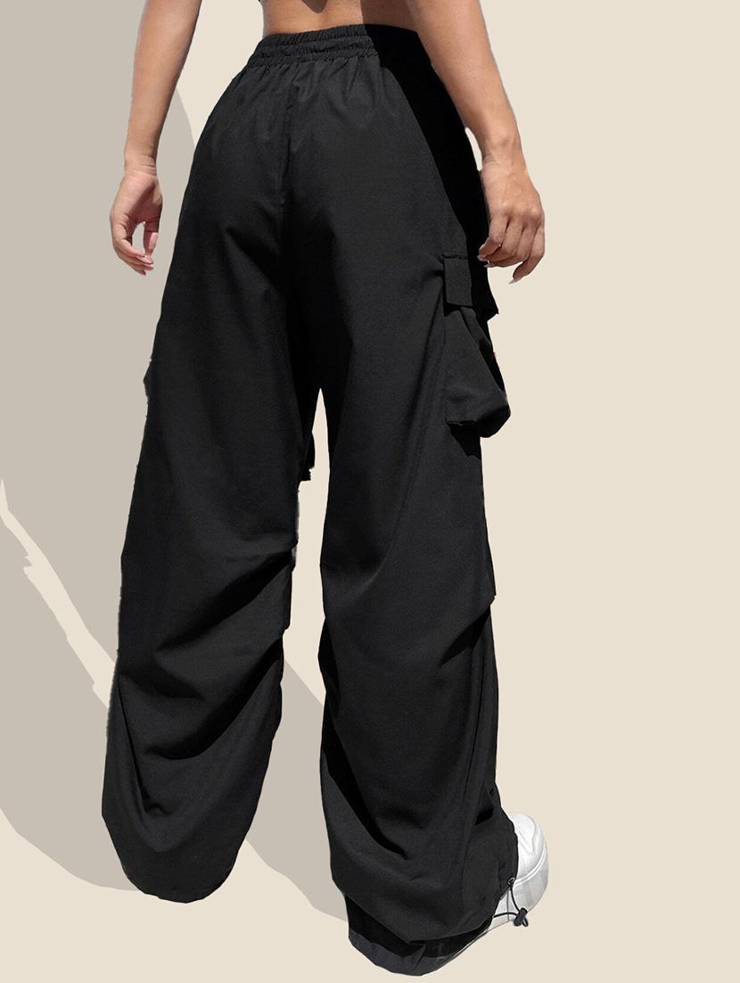 women solid high rise parachute pant - 21946761 - Standard Image - 3