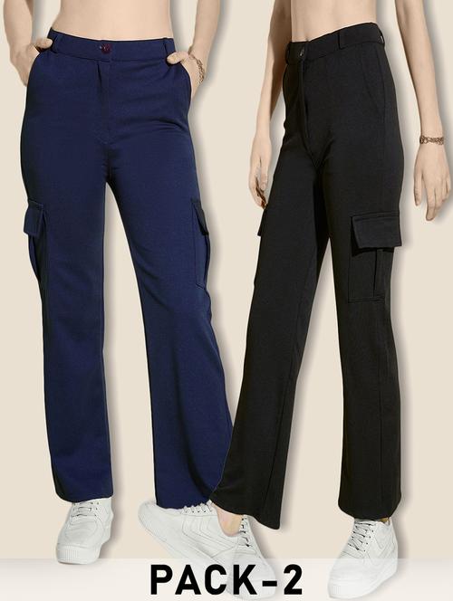 women pack of 2 solid mid rise cargo - 21946765 -  Standard Image - 0