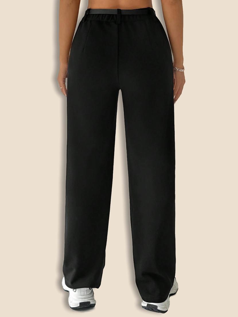 women solid high rise straight trouser - 21946774 - Standard Image - 3