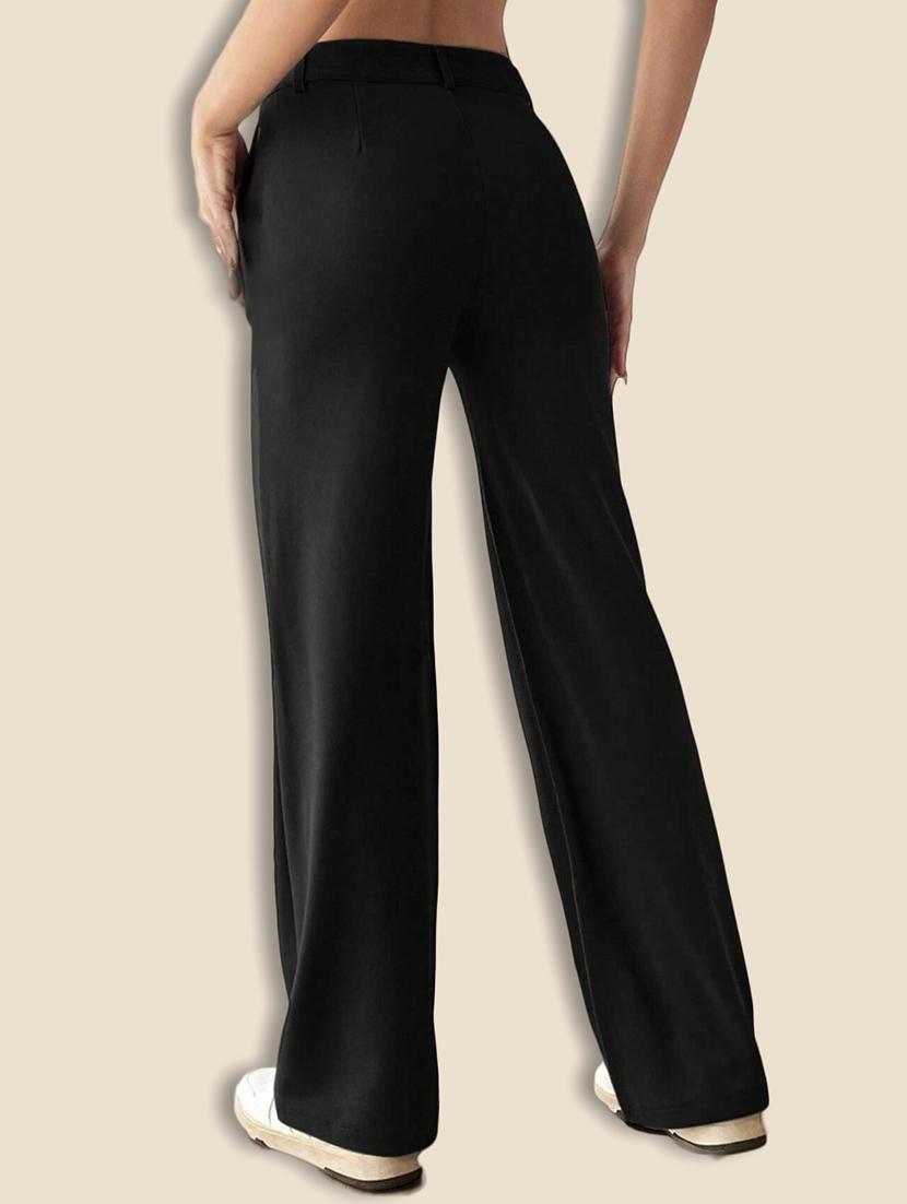 women solid high rise straight trouser - 21946775 - Standard Image - 3
