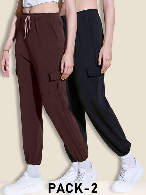 women pack of 2 solid mid rise cargo - 21946782 -  Standard Image - 0
