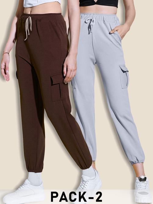 women pack of 2 solid mid rise cargo - 21946783 -  Standard Image - 0