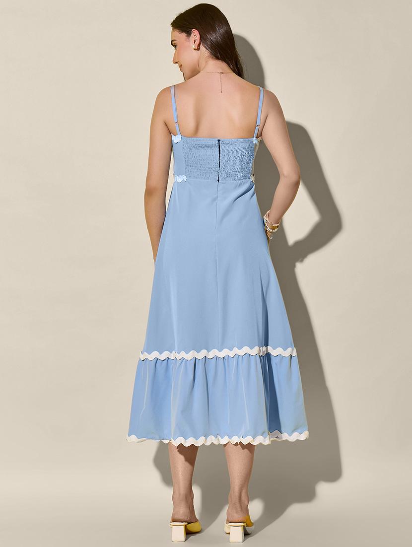 women solid shoulder strap tiered dress - 21946796 - Standard Image - 3
