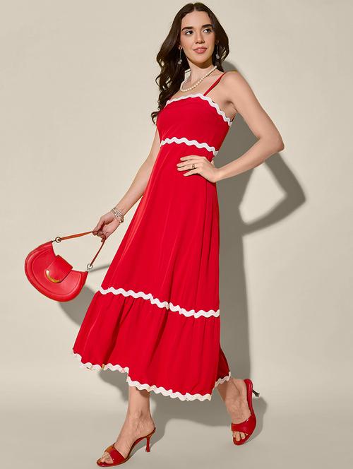 women solid shoulder strap tiered dress - 21946797 - Standard Image - 0