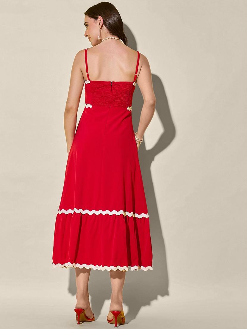 women solid shoulder strap tiered dress - 21946797 - Standard Image - 3